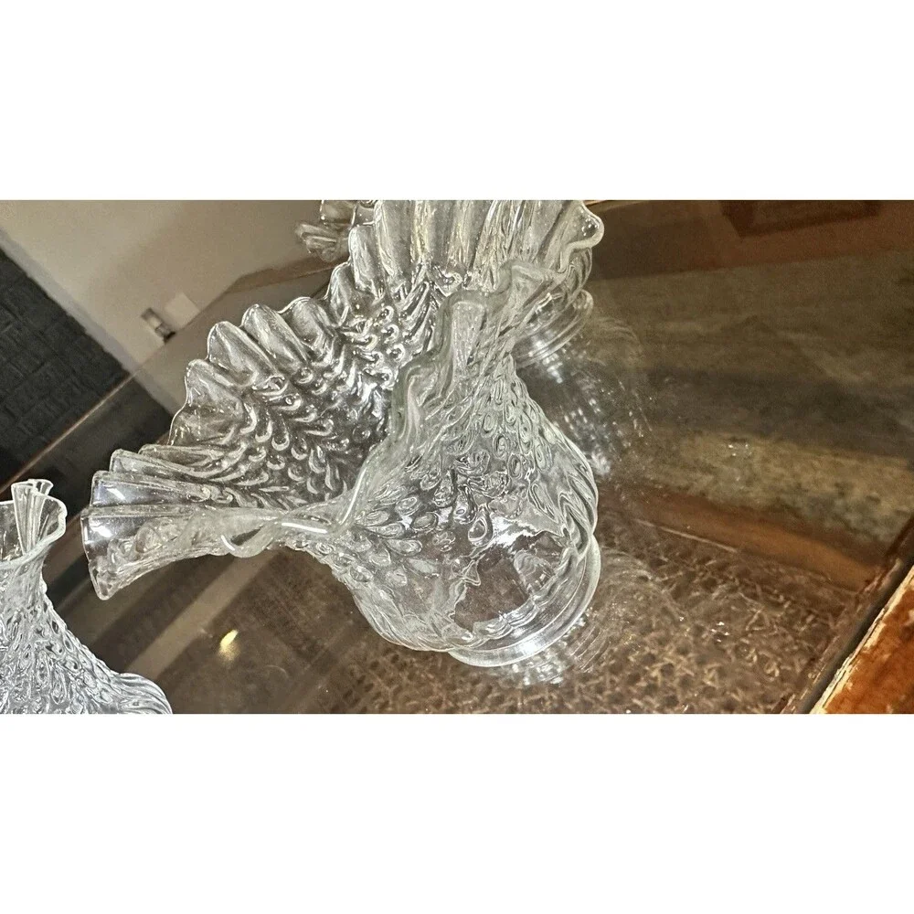 Vintage Ruffled Clear Glass Gasolier Light Lamp Shade Rare Set 3 Cottagecore